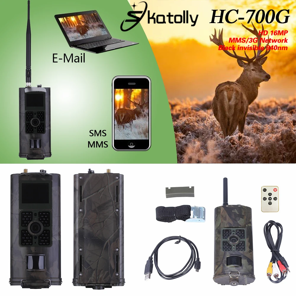 

Skatolly Hunting Camere HD 16MP 1080P Hunting Trail Camera HC700G Video Night Vision 3G MMS GPRS Scouting Game+Free shipping!