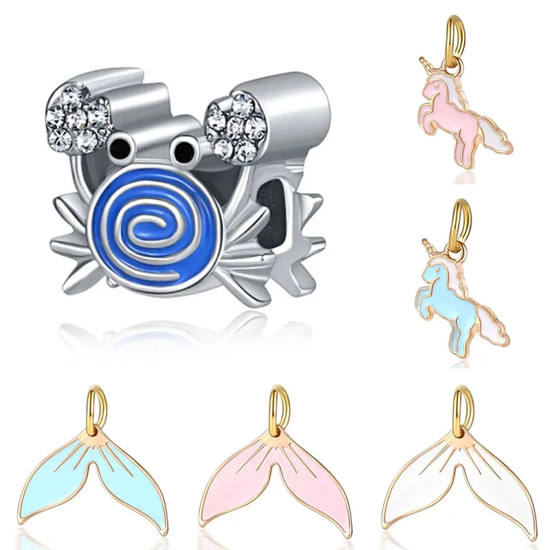 Fit charms plata de ley 925 браслет Ювелирная бижутерия с кристаллом Шарм горка Pendantss Морская звезда бусины в античном стиле DGB458