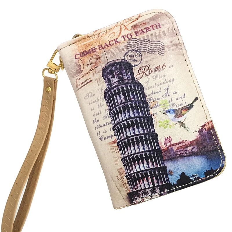 

Short Lady Wallets Women Coin Purse Cards Holder PU Leather Brand Design Tower Wtistlet Zipper Girl Moneybag Clutch Woman Wallet