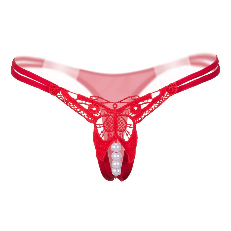 

Women Sexy Lingerie hot sexy panties hollow pearl thong see through underpants Transparent temptation g-string Low-waist black