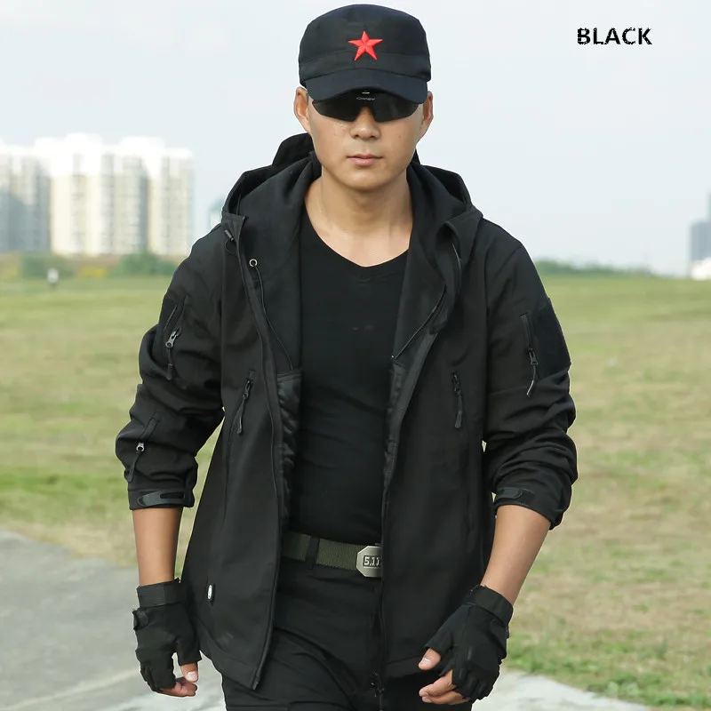 

Military Tactical Jacket Camouflage Soft Shell Hooded Windbreaker Army Clothes Waterproof Warm Coat Winter Fleece Jacket