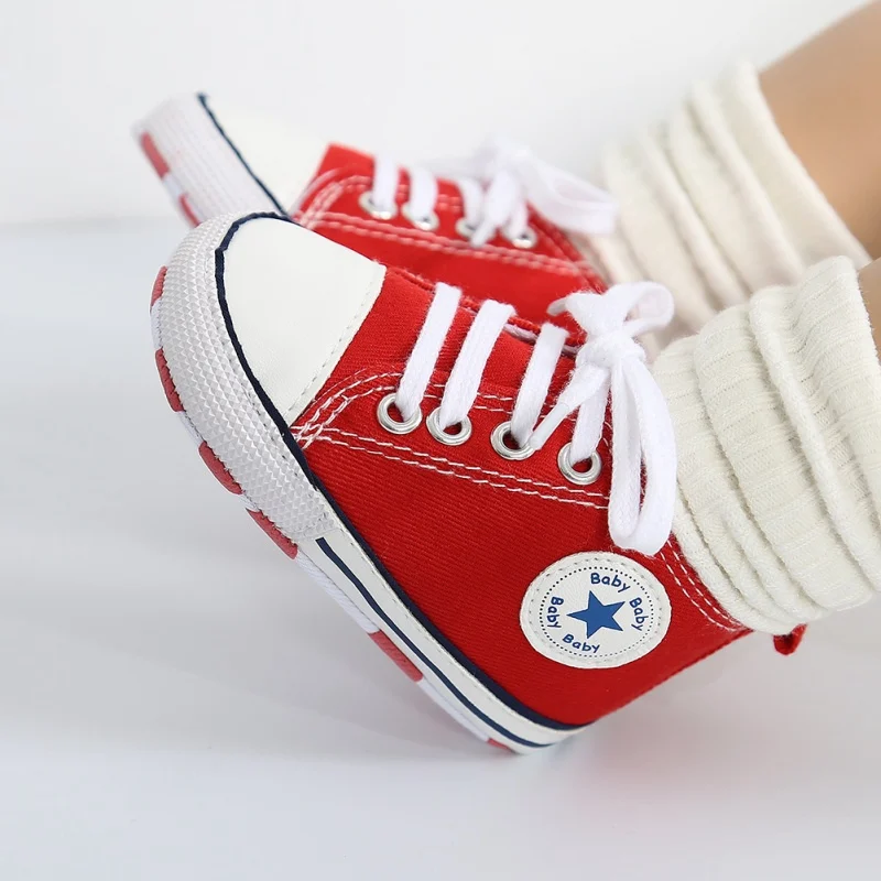 Toddler Kids Boys Girls Shoes Spring /autumn Canvas Sneakers High Top Lace Up Baby Shoes Casual First Walkers