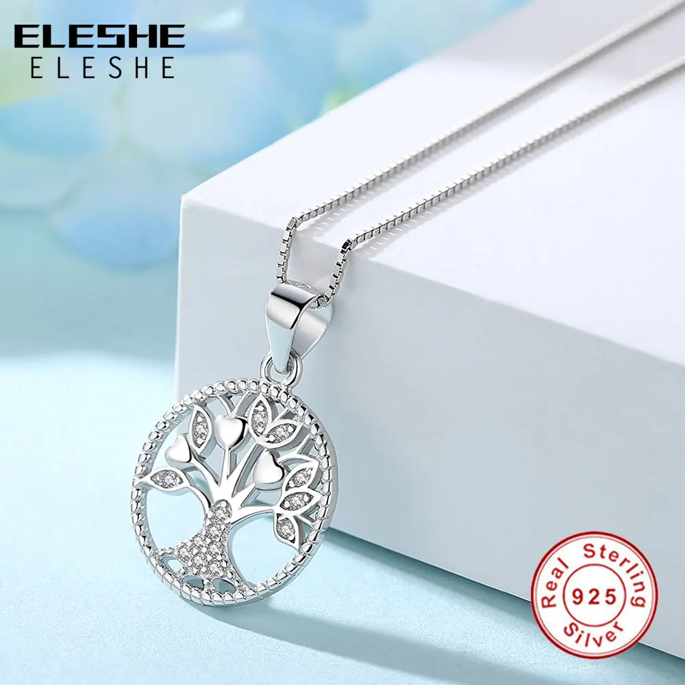 ELESHE AliExpress,, настоящее 925 пробы, Серебряное семейное древо жизни, подвеска, ожерелья для женщин с цепочкой, модное ювелирное изделие