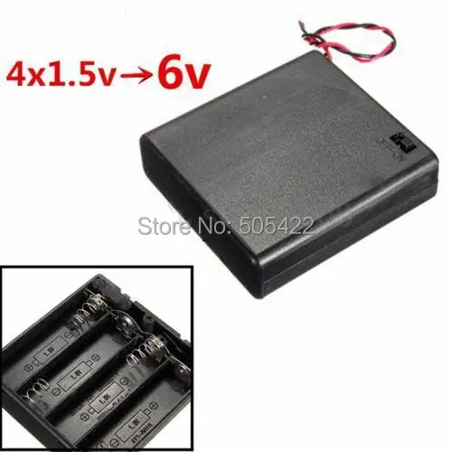 4AA Battery Holder Connector 4 AA Storage Case Box ON/OFF Switch With Lead Wire New 500pcs/lot |