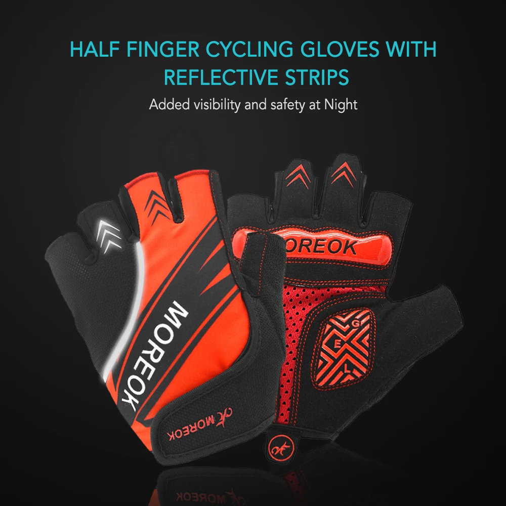 Cycling Gloves Reflective Summer Mountain Bike Bicycle Gloves Shock Absorbing Padded Half Finger Sports Gloves