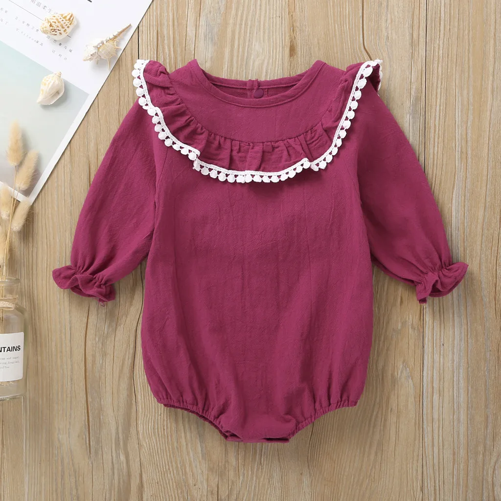 

Toddler Body Baby Kids Girls Doll Collar Ruffles Solid Romper Bodysuit Casual Clothes Infant Clothing MuqGew Costume