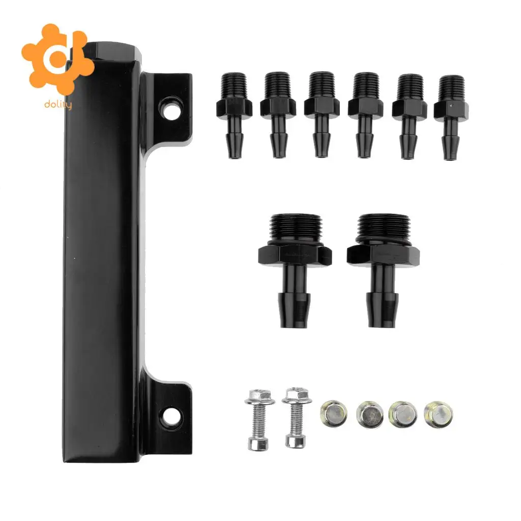 Car 6 Port Vacuum Intake Manifold Wastegate Turbo 1/8 NPT Boost Kits Black