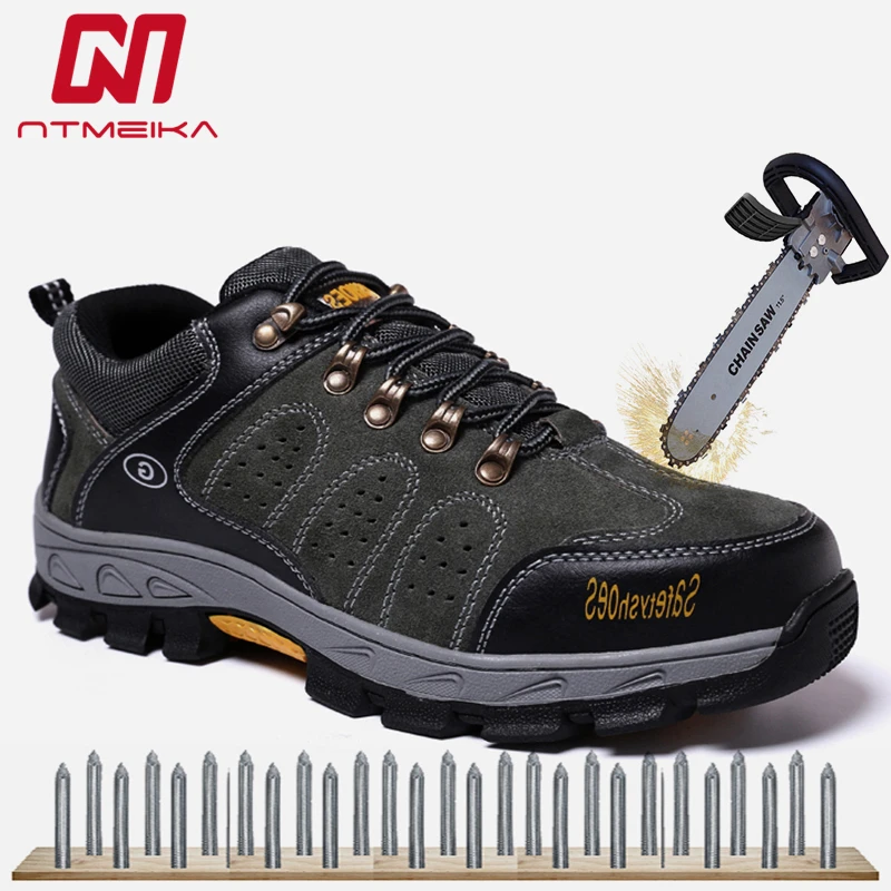 

Fashion Men Work Safety Shoes Steel Toe Safety Boots Cow Suede Work Boots Safety Toe Outdoor Shoes Big Size 35-46 MB-110