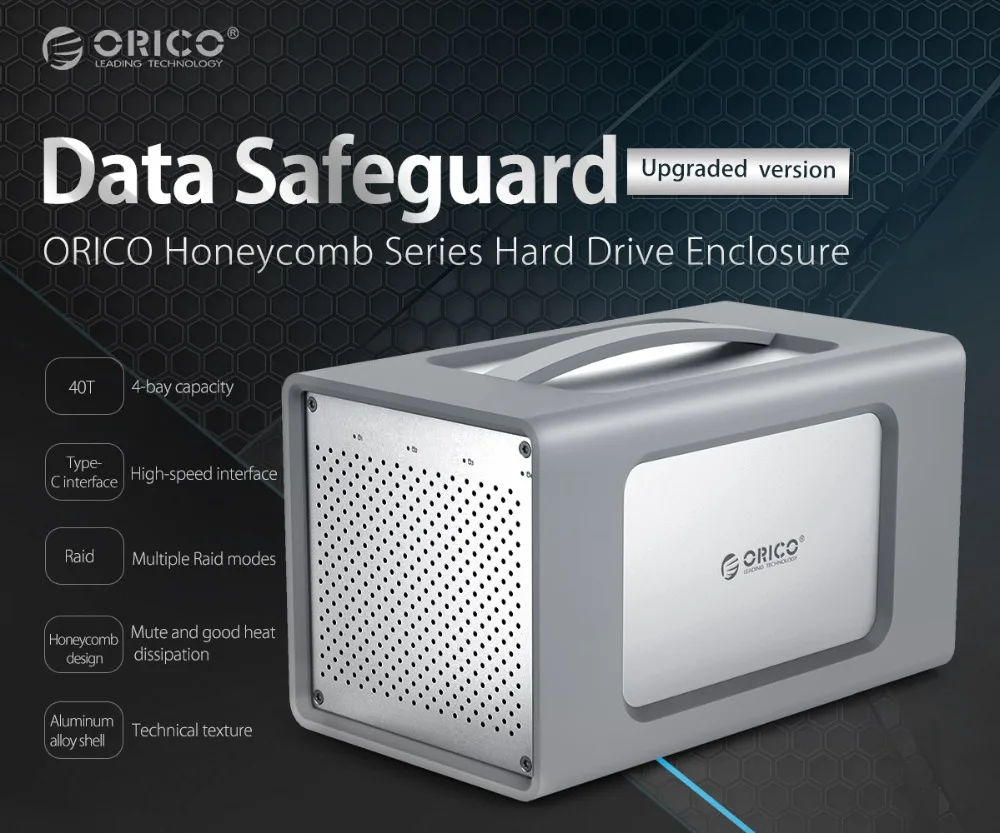 

ORICO 3.5 inch USB3.1 4 Bay HDD Enclosure Support 40TB storage 5Gbps UASP Aluminum with Silicone Shell Tool Free Hard Drive Dock