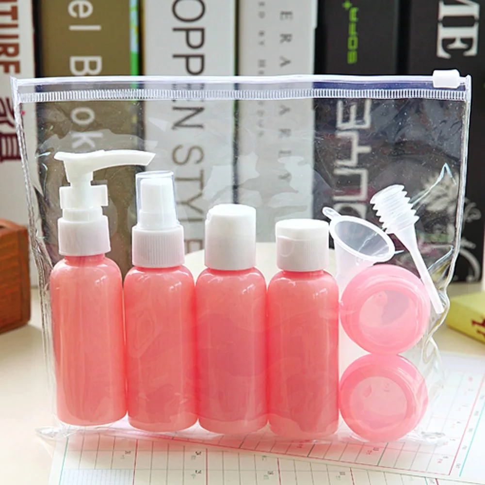 

9pcs/set Travel Refillable Bottles Skin Care Lotion Bottle jars Containers spray bottle and pump bottle