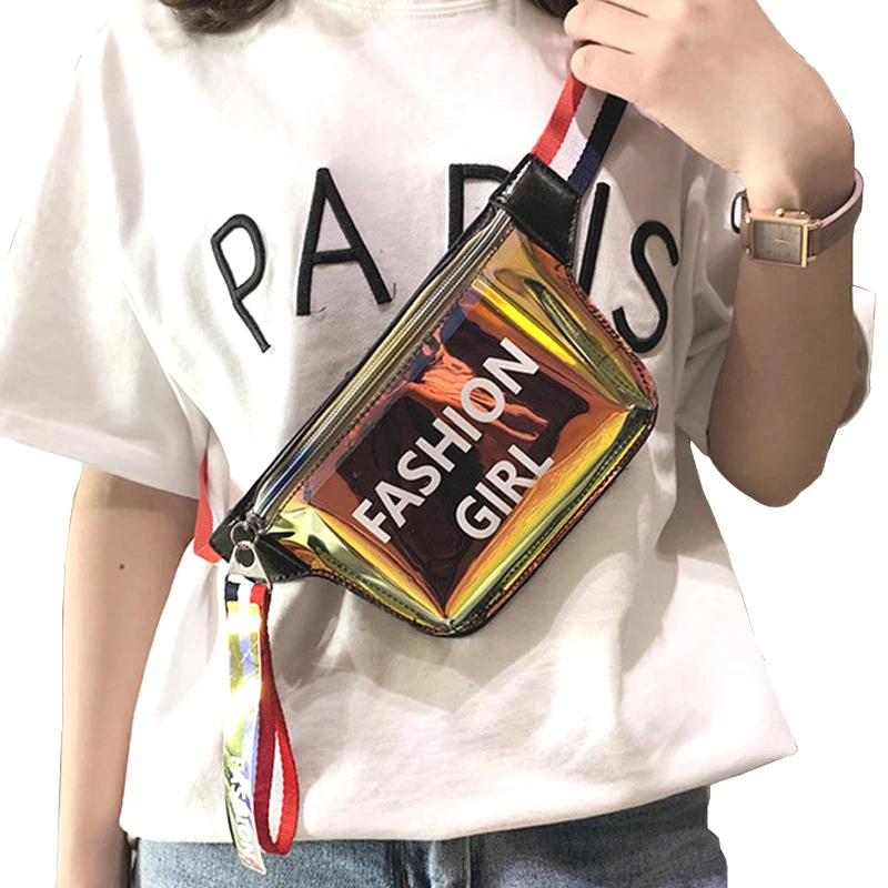 

women bag 2019 waist bag laser fanny pack fashion Crossbody Reflectivebelt waist bags wallet waterproof Phone Pouch Waist packs