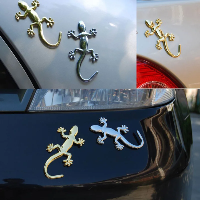 Free Shipping Waterproof Gecko sticker 3D metallic foil car Metal