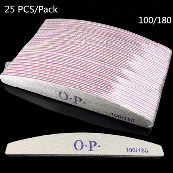 

25 PCS/Lot Nail File 100/180 Professional Sanding Lima Buffer Block Pedicure Manicure Polisher Files Double Side Boat Nail Filer