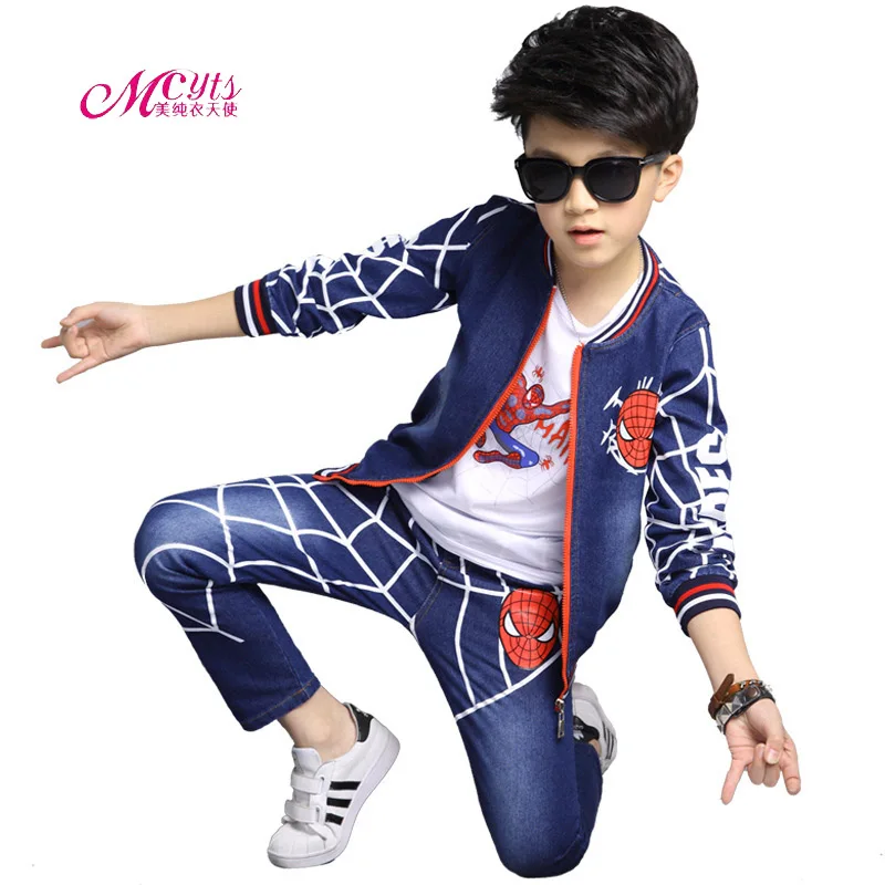 

Children Spiderman Clothing Sets Spring Fall Boys Cowboy Sport Suits Spring Autumn Kids Spider - Man Suit 3 Piece Boys Tracksuit