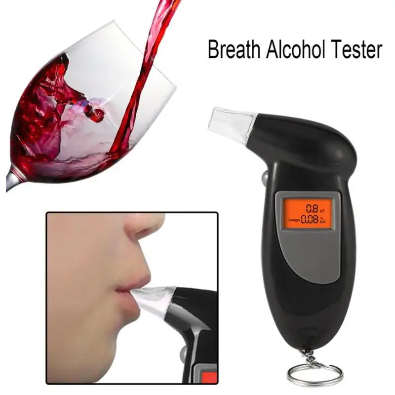 

2018 Professional Alcohol Breath Tester Breathalyzer Analyzer Detector Test Keychain Breathalizer Breathalyser DeviceLCD Screen