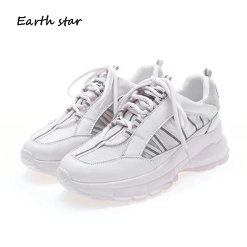 

Casual White Shoes Women Chunky Sneakers Platform zapatos de mujer Sping chaussures femme Ladies footware Patchwork Breathable