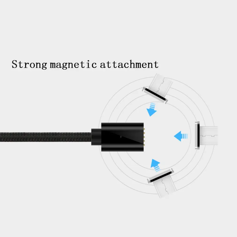 Магнитный кабель для зарядки с адаптером, плетеная зарядная линия, магнитно впитываемая с светоизлучающим индикатором