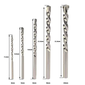 

5pc Impact Drill Bit Set 4mm 5mm 6mm 8mm 10mm Impact Drill Carbide Tip Drills Bit For Drilling Brick Concrete Marble Tile Stone