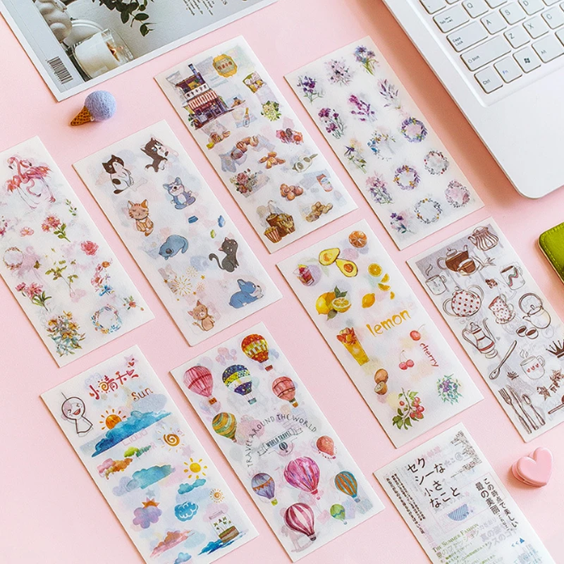 

6pcs/lot watercolor series sticker pack Handbook Album DIY Decorative Life Stickers Scrapbooking label Sticker Stationery
