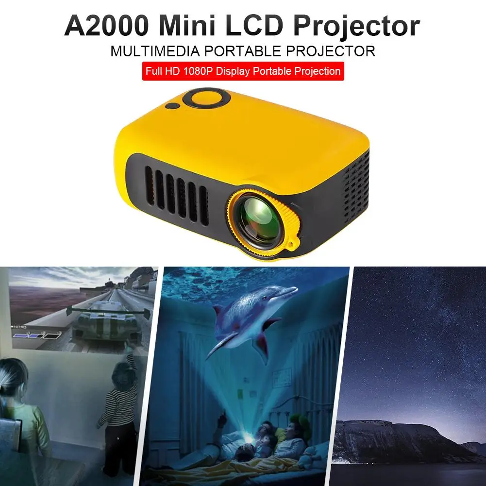 

A2000 Mini LCD Projector LED Entertainment Portable Projection Device Support 1080P HD for Home Office