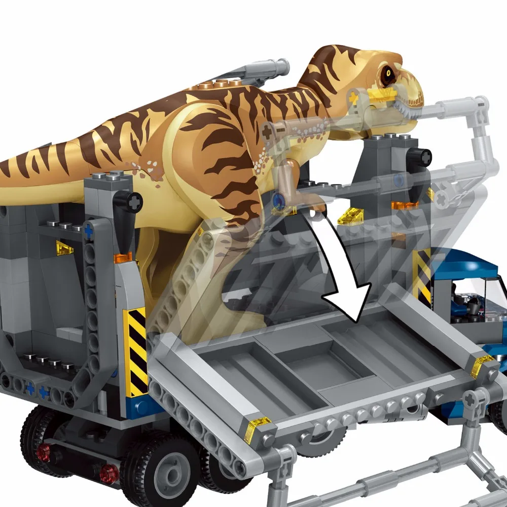  Jurassic World dinosaur transport cart model  Indominus Rex Figures building blocks  educational toys for children gifts