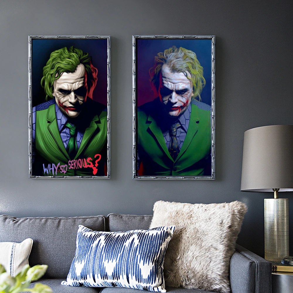 

Joker 2019 Joaquin Phoenix Heath Ledger DC Movie Comics Wall Art Painting Print On Canvas Poster Pictures Home Deco