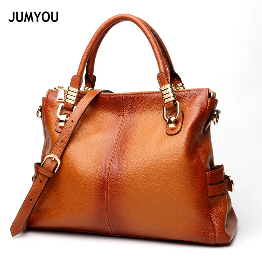 

Genuine Leather Handbags Totes Bags For Women Large Fashion Casual Vintage Soft Brown Handbags For Female Real Leather Tote Bags