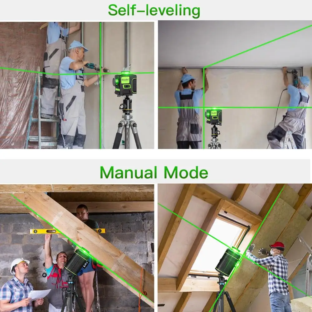 SeeSii 12 Lines 3D Green Laser Level Self-leveling Horizontal&Vertical 360 Degree 8 Lines 2D Cross Line kruislaser nivel verde
