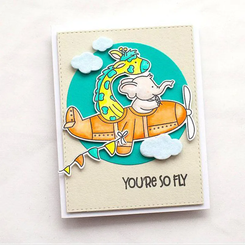 

Animals Airplane Pattern Prints Transparent Clear Silicone Stamp& Dies for DIY scrapbooking/photo album Decor card making