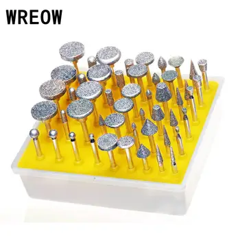 

50PCS Diamond Coated Rotary Grinding Grinder Head Burr Kits Set Grit 1/8 Inch Shank For Rotary Tools Grinding Head Abrasive Tool