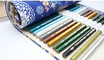 

Hot selling canvas large capacity handmade bag pencil case curtain 36/48/72 colored pencils bag big box children painting