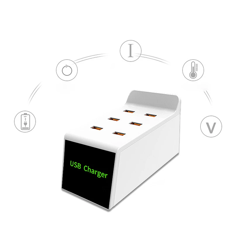 6 Usb портов Smart Lcd дисплей Usb дорожное настенное зарядное устройство настольная зарядная станция для мобильного телефона ноутбука(Eu Plug