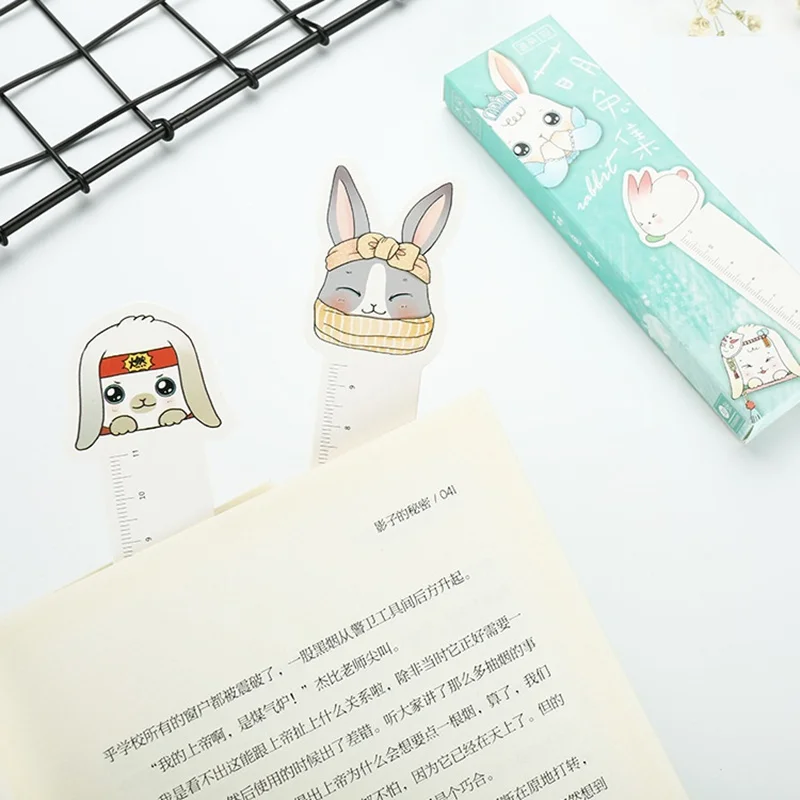 6 компл./лот закладки для девочек с кроликом для чтения Банни Книга знак линейка Памятка карта Канцтовары офисный школьный принадлежности marcapaginas FC352