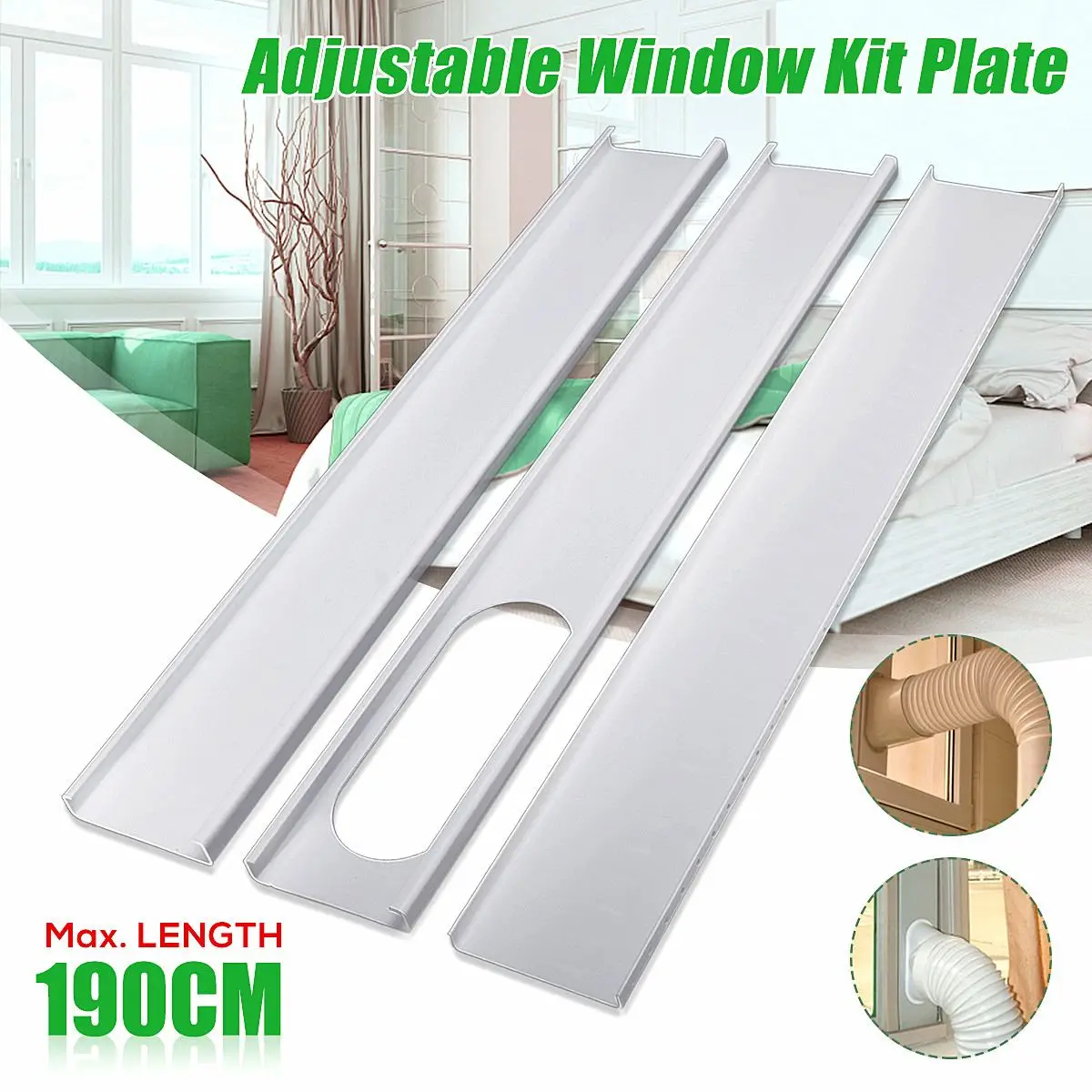 

3Pcs Adjustable 190cm Air Conditioner Window Slide PVC Plate Exhaust Hose Tube Connector Kit For Portable Air Conditioner