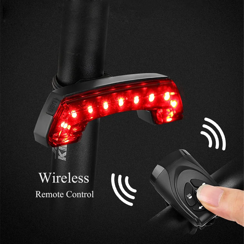 

Bicycle Taillight USB Rechargeable Cycling LED Alarm Horn Bell Wireless Remote Control Turn Signal Bike Rear Light