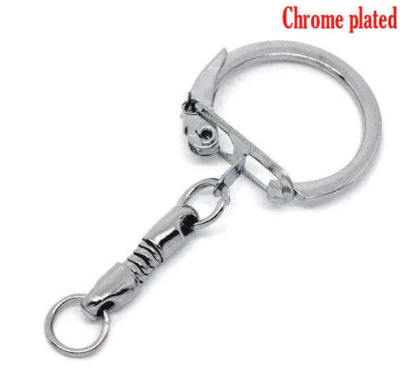

Alloy Key Chains Key Rings Round Chrome plated 5cm(2") Dia, 2 PCs
