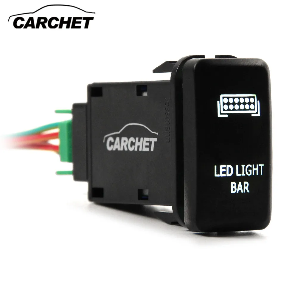 

CARCHET Car Switches 12V Push Rear Light LED on-off Switch DC 12V-24V 5V / 4.2A for Toyota Prado 150 Landcruiser 200 RAV4 New