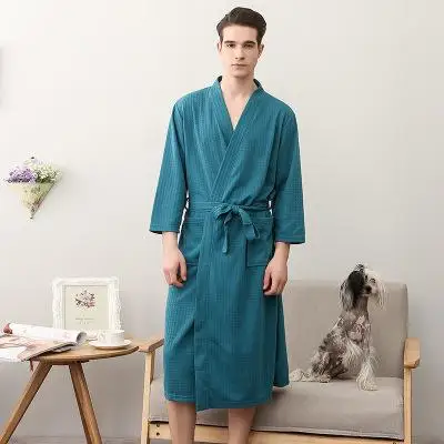 Банный халат осень для мужчин одноцветная Мужская одежда длинный вафельный мужской Домашняя одежда Batas De Dormir Hombre 1293 - Цвет: model 1