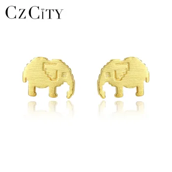 

CZCITY Korean Lovely Small Elephant Stud Earrings for Women Boho Brushed Animal Earrings Brand Jewelry Girls Daily Accessories