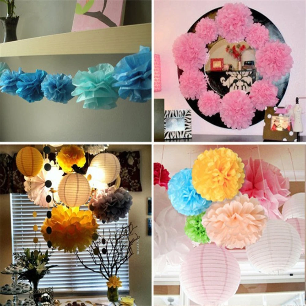

30 pcs (15cm 20cm 25cm) corful Festival Party Decor paper pompoms Brithday party paper DIY decor Supplies Paper flower ball