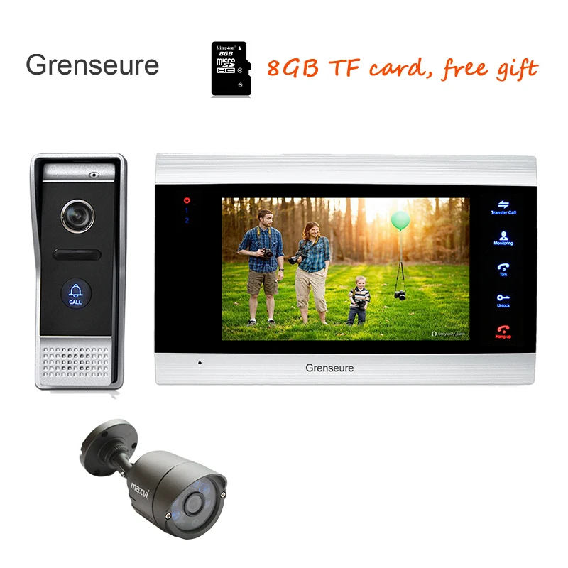 Free Shipping 720P AHD 7" Color Video Door Phone Recording