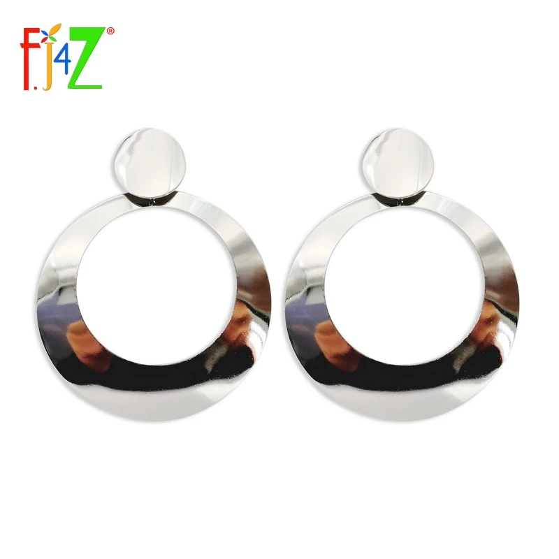 F.J4Z 2017 Cat-Walk Show Earrings Fashion Stylish Metal Polish Big Circle Drop For Women Jewelry Bijoux Femme | Украшения и