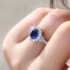 Huitan Dark Blue Series Charms Female Finger Rings Luxury Engagement Party Jewelry For Bride Shiny Brillaint Cubic Zircon Ring