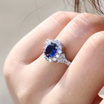 Huitan Dark Blue Series Charms Female Finger Rings Luxury Engagement Party Jewelry For Bride Shiny Brillaint Cubic Zircon Ring