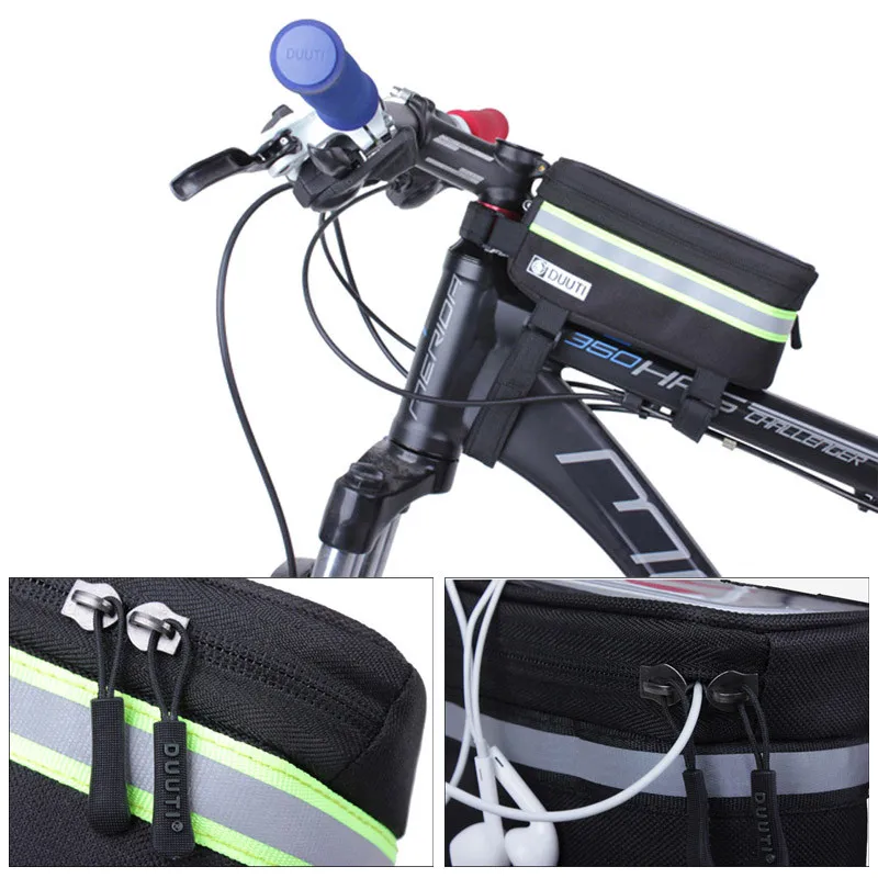 Excellent DUUTI Bike Phone Case Utility Bicycle Cell Phone Bag With Touchable TPU Screen Reflective Waterproof MTB Road Bike Case Pouch 4