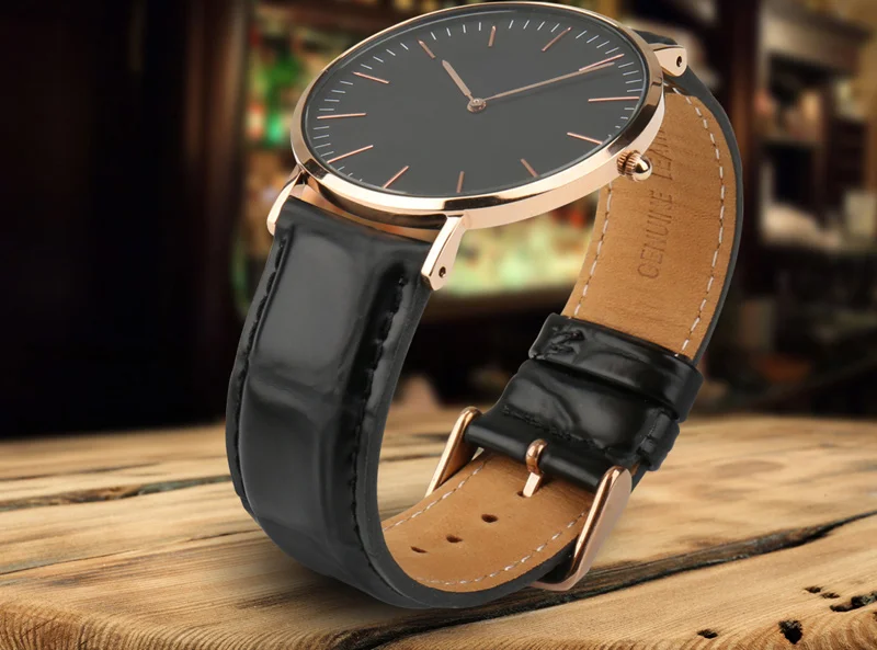 MAIKES аксессуары для часов Ремешок для Daniel Wellington для мужчин для женщин классический черный ремень для часов с розой Золотая застежка запястье