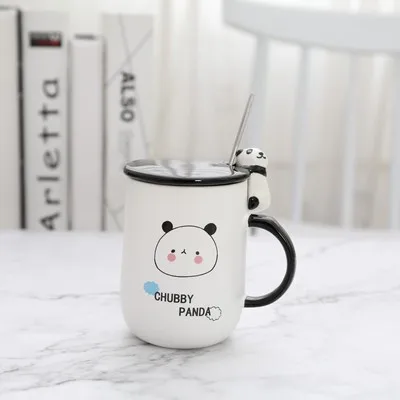 Домашний офис объемная кружка подарки творчество прекрасные любовники керамическая панда чайная чашка, кружка с крышкой рукоятка ложка завтрак кофейная чашка - Цвет: B