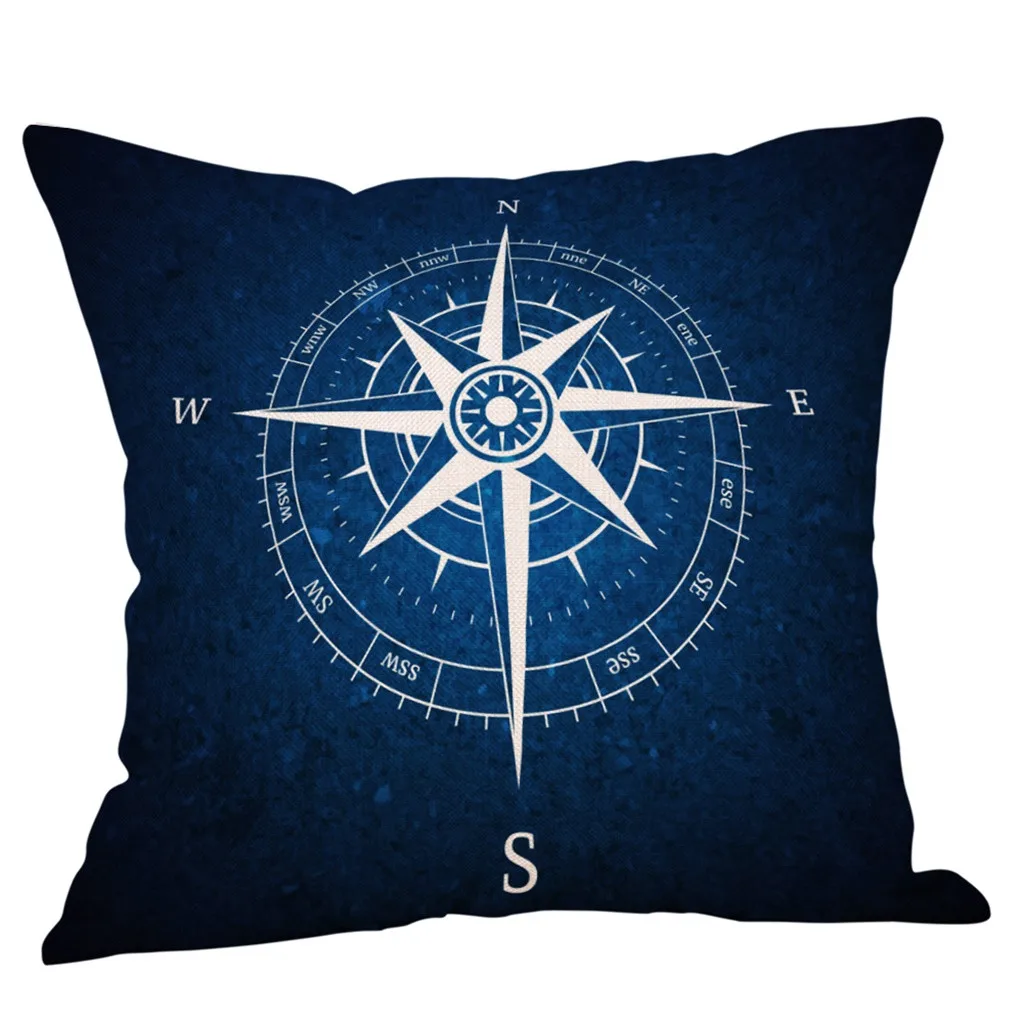 45*45 cm bedding simple compass pattern pillowcase linen nautical map sleeping boy bedroom pillowcases | Дом и сад