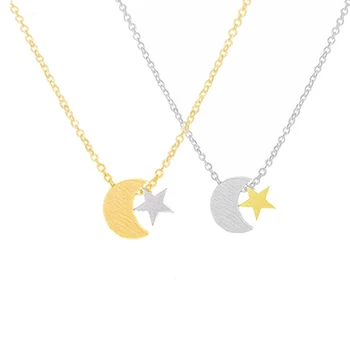 

2017 Fashion Crescent Moon Star Necklace Women's Islam Muslim Jewelry Stainless Steel Chain Half Moon Necklace Bridesmaid Gifts