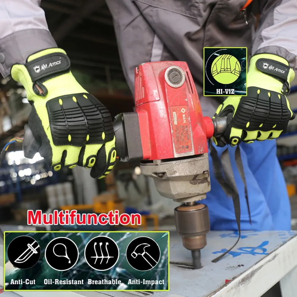 NMSafety High Quality Gloves Shock Absorbing Mechanics Impact and Cut Resistant Anti Vibration Safety Work Glove